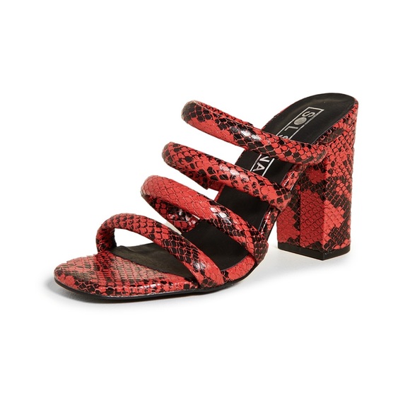 Sol Sana Judy Tubular Mules in Red and Black snake print, size 40, $125 - Picture 6 of 7